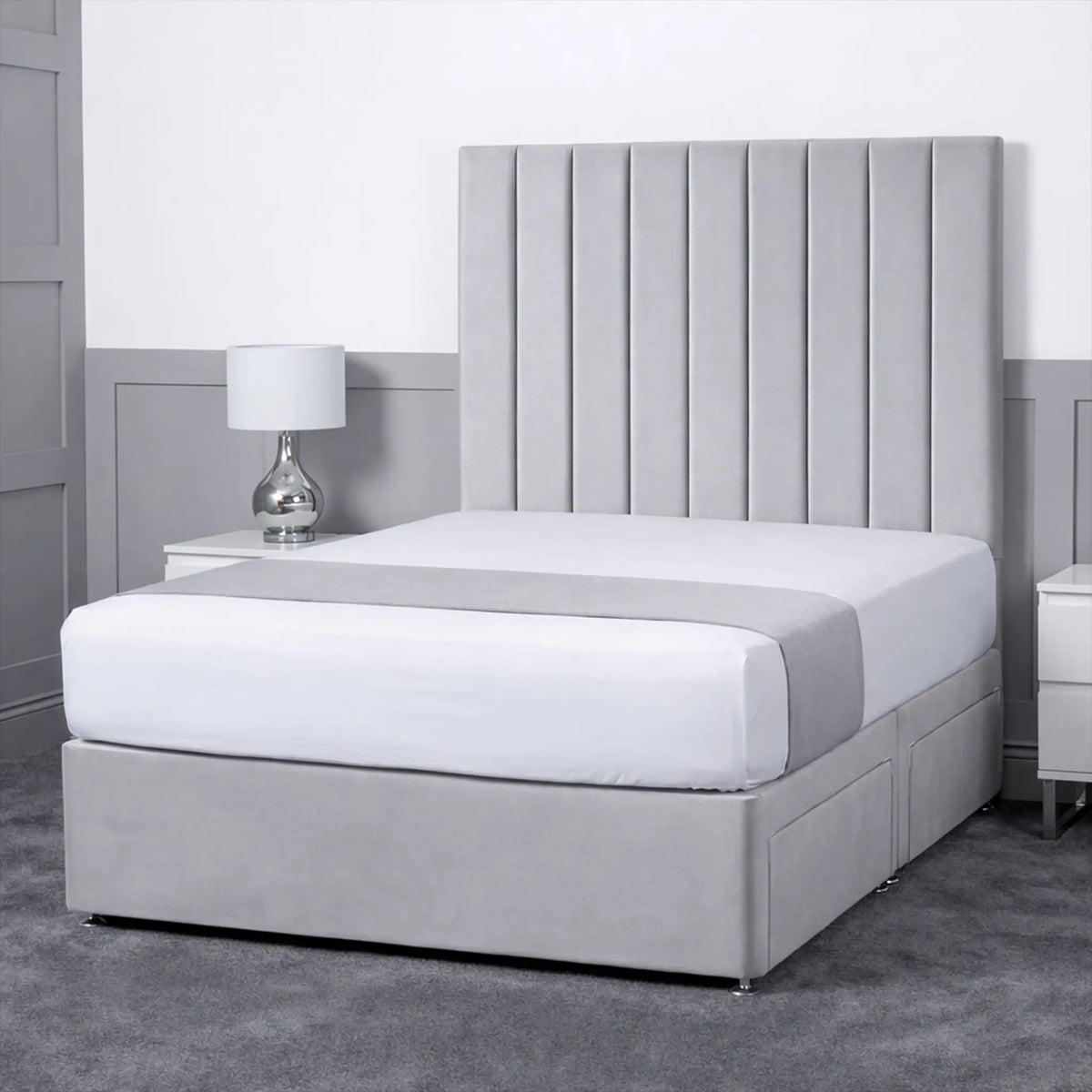 Luxury Ashford 26-inch Headboard Lined Panel Divan Bed