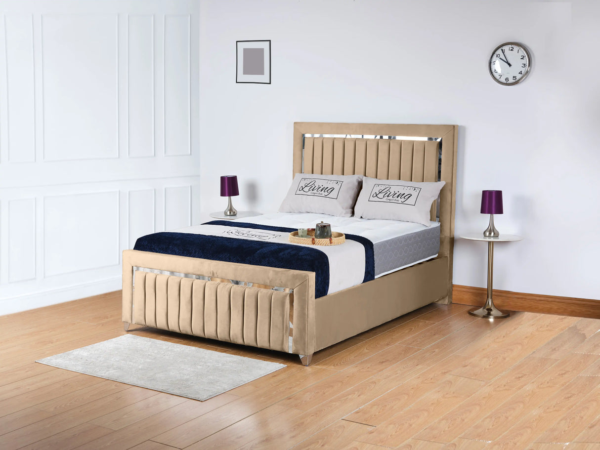 Chrome Edge Upholstered Bed