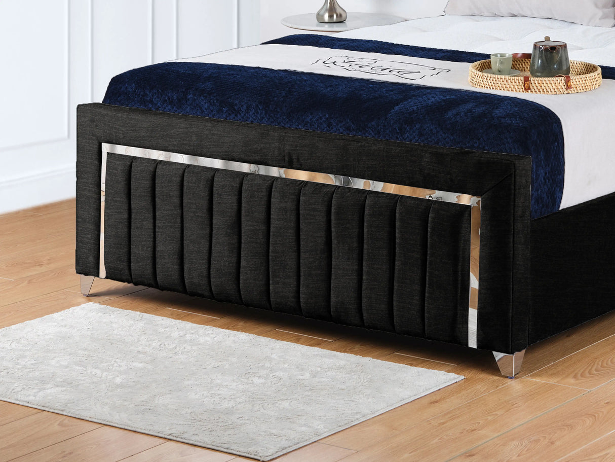 Chrome Edge Upholstered Bed