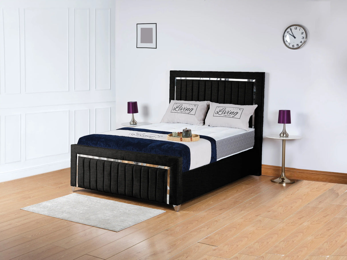 Chrome Edge Upholstered Bed