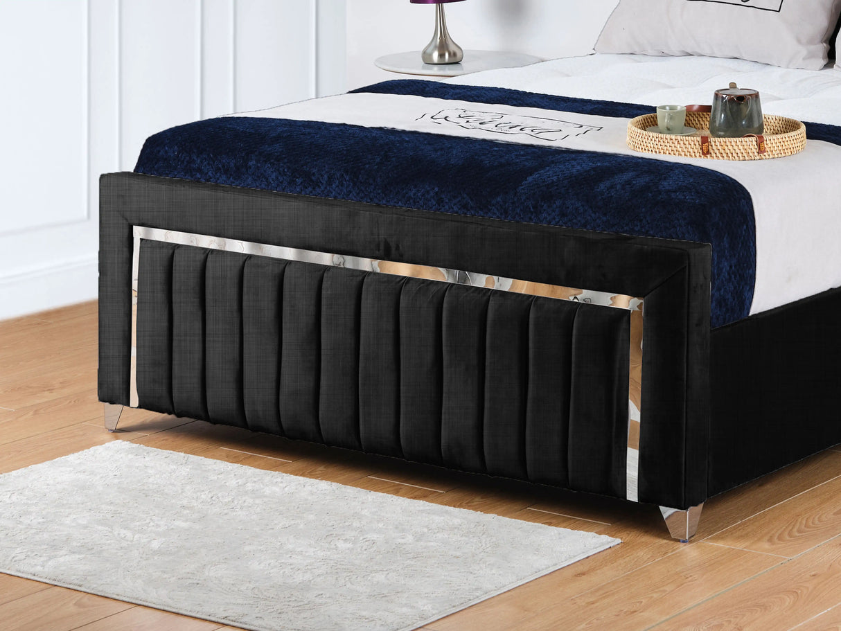 Chrome Edge Upholstered Bed