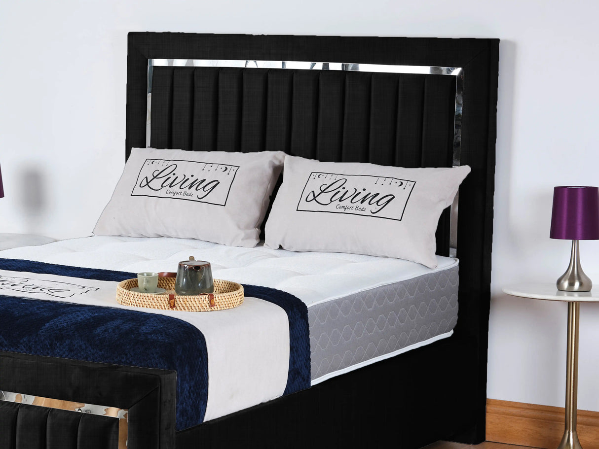 Chrome Edge Upholstered Bed