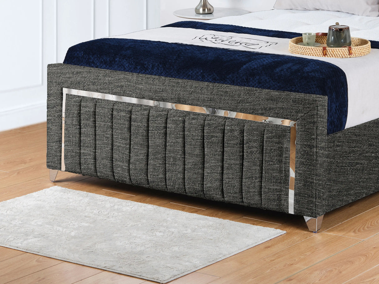 Chrome Edge Upholstered Bed