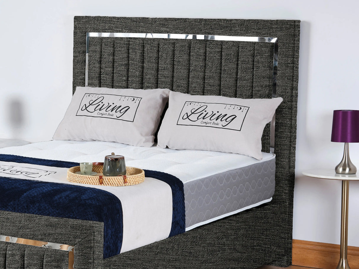 Chrome Edge Upholstered Bed