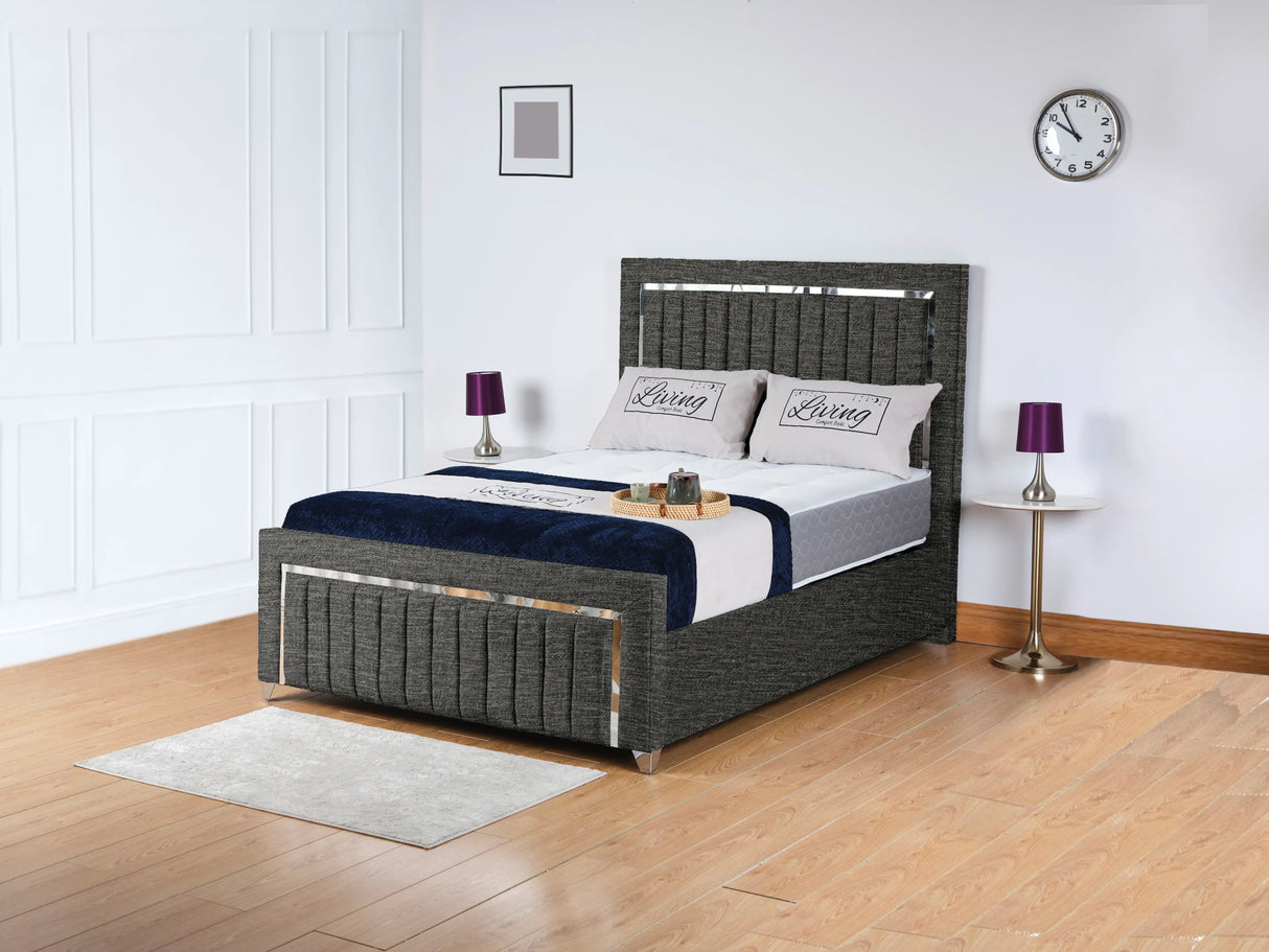Chrome Edge Upholstered Bed