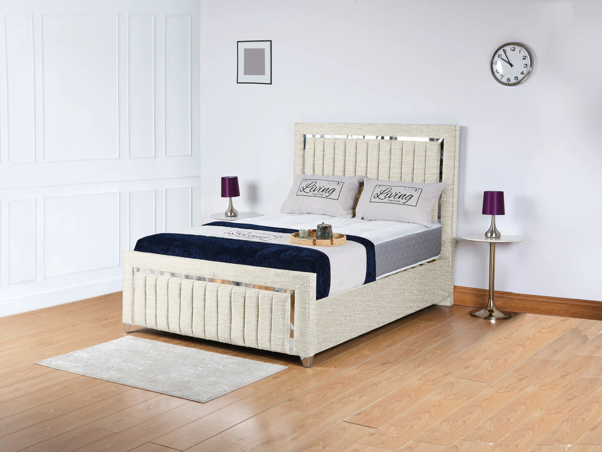 Chrome Edge Upholstered Bed