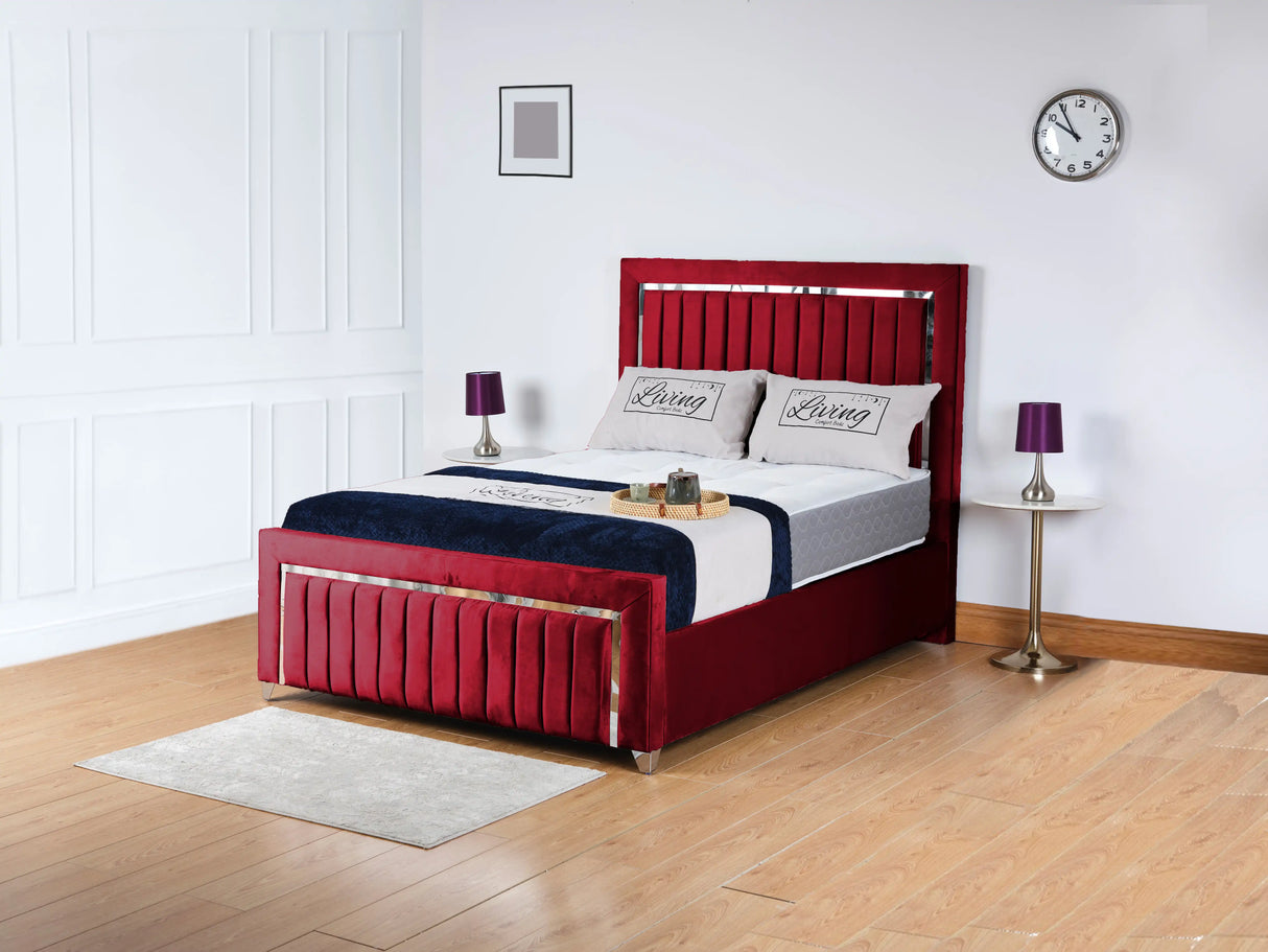 Chrome Edge Upholstered Bed
