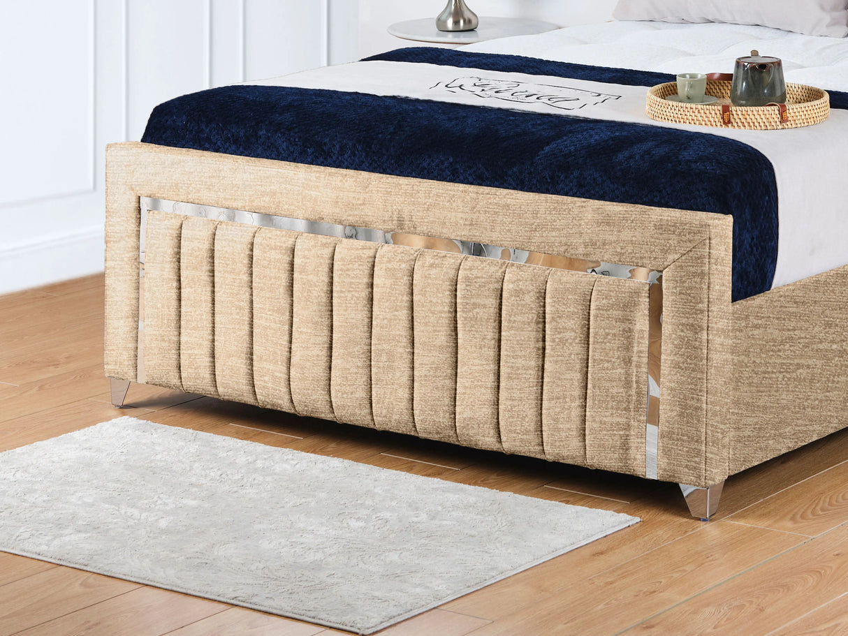 Chrome Edge Upholstered Bed