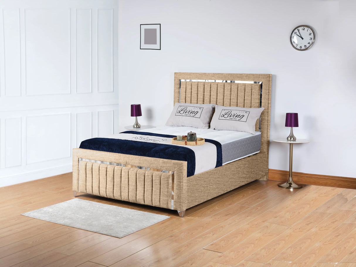 Chrome Edge Upholstered Bed