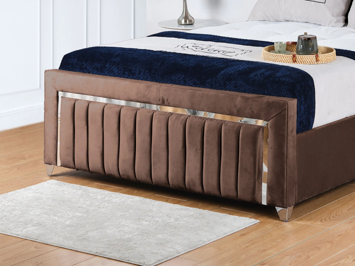Chrome Edge Upholstered Bed