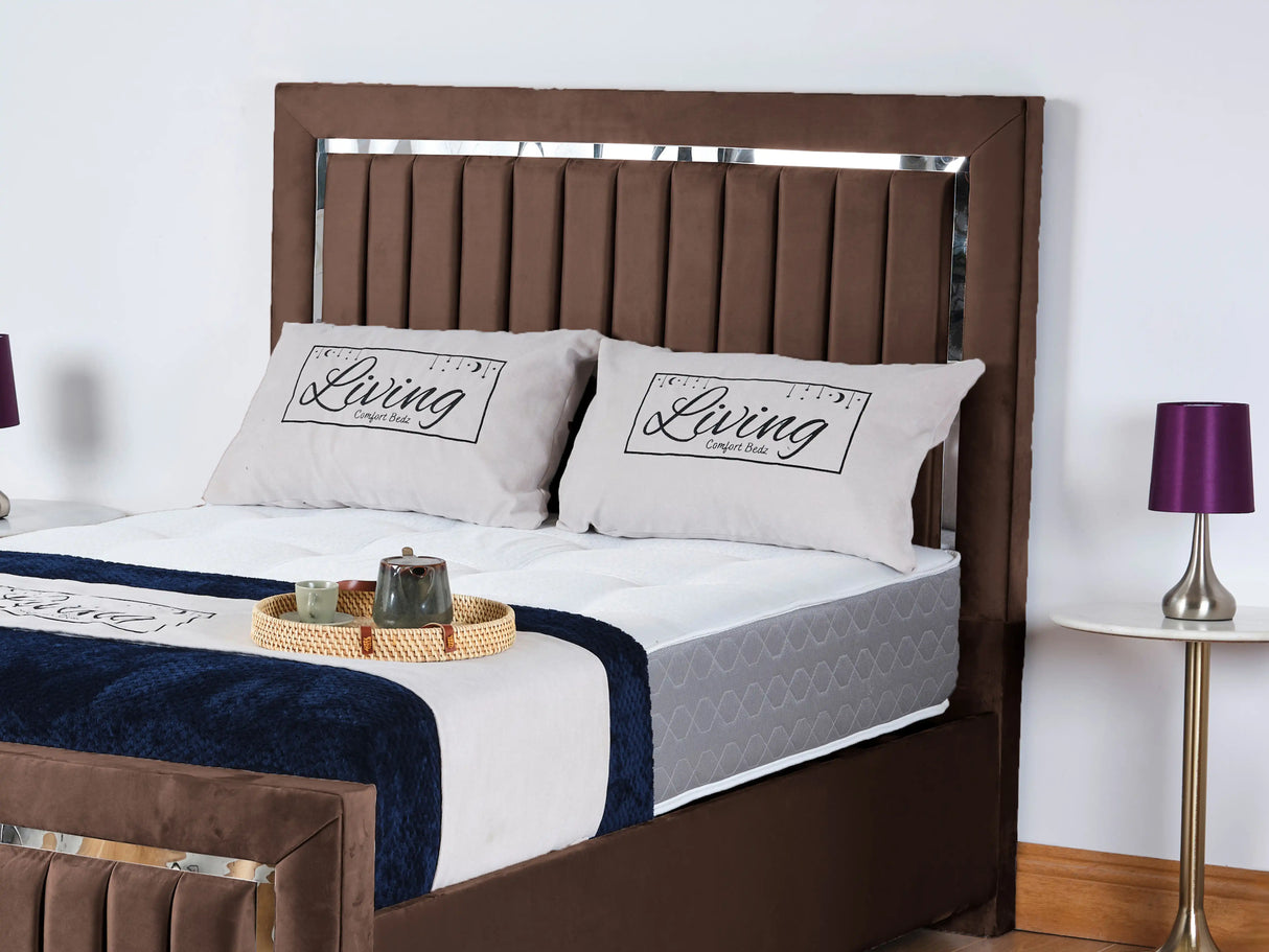 Chrome Edge Upholstered Bed