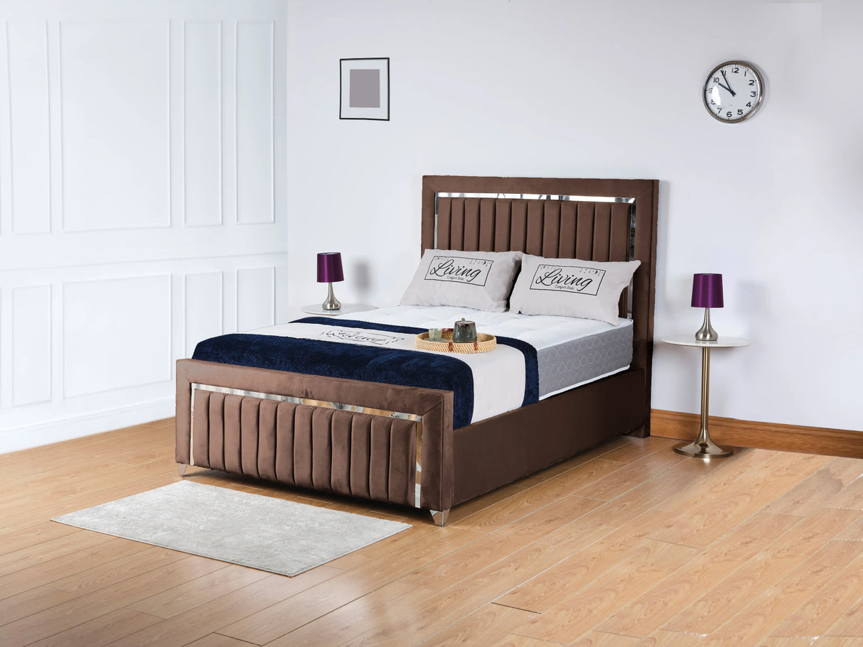 Chrome Edge Upholstered Bed