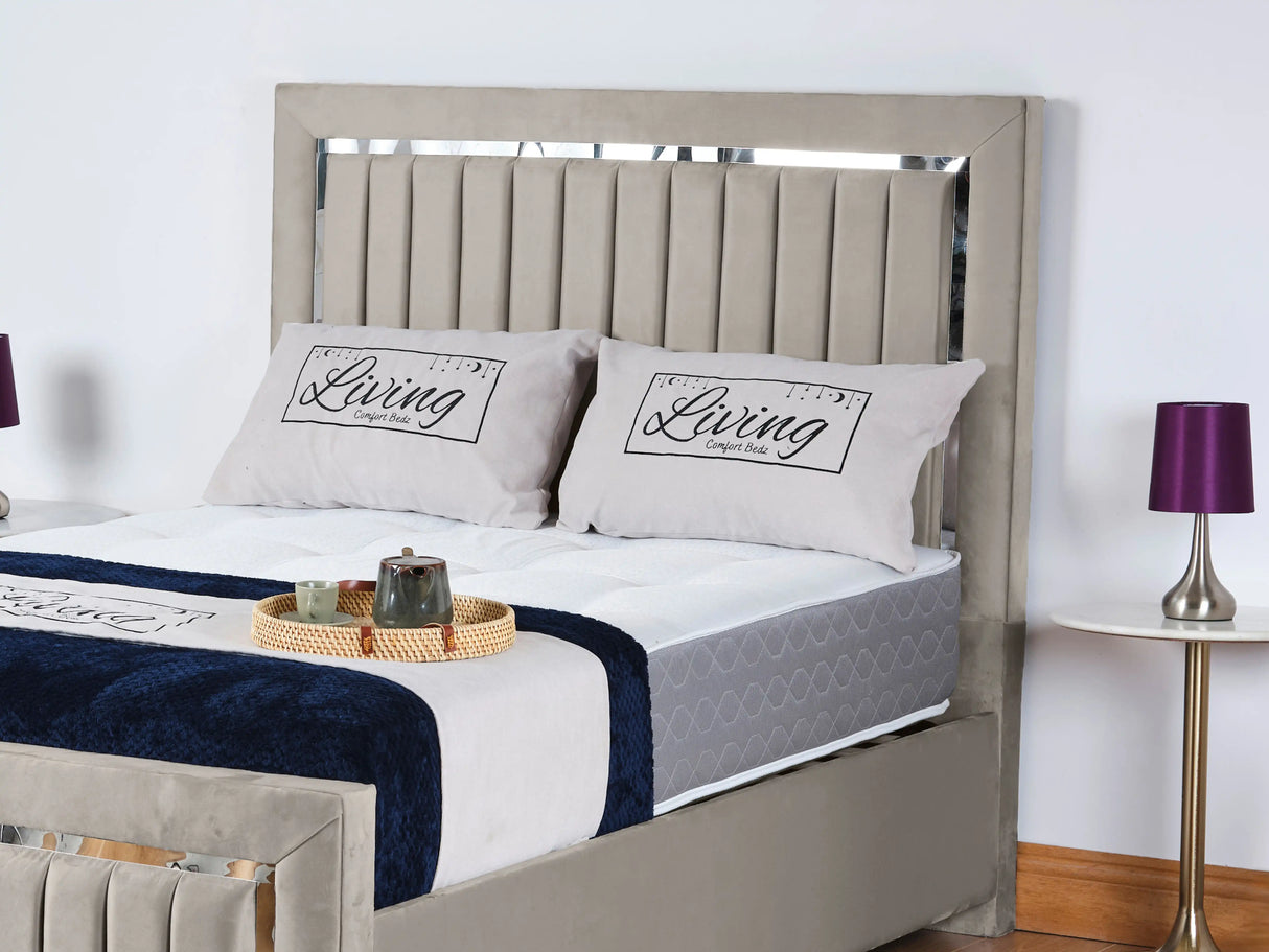 Chrome Edge Upholstered Bed