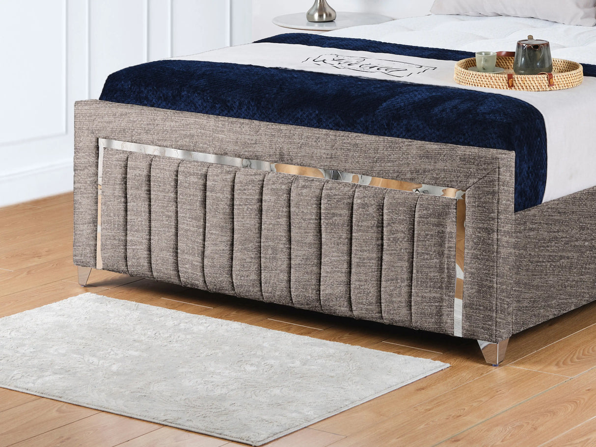 Chrome Edge Upholstered Bed