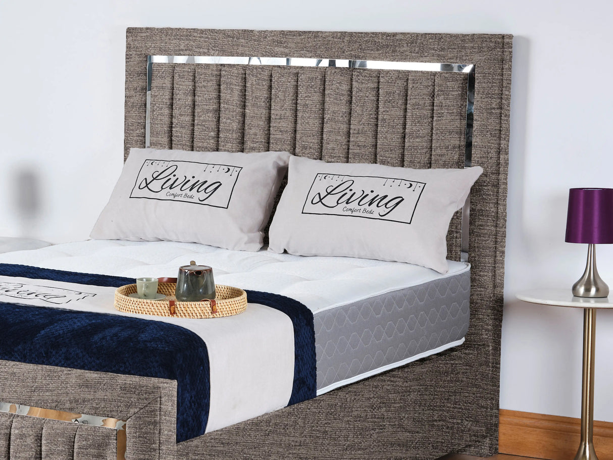 Chrome Edge Upholstered Bed