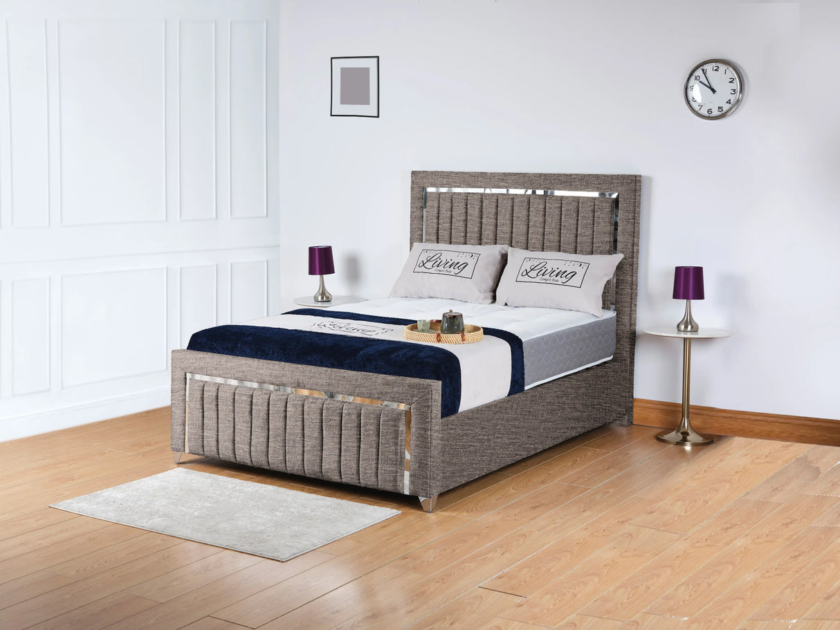 Chrome Edge Upholstered Bed