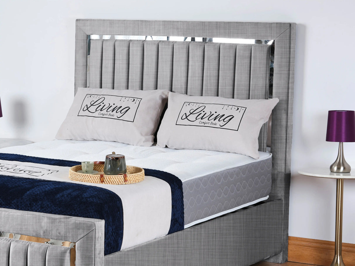 Chrome Edge Upholstered Bed