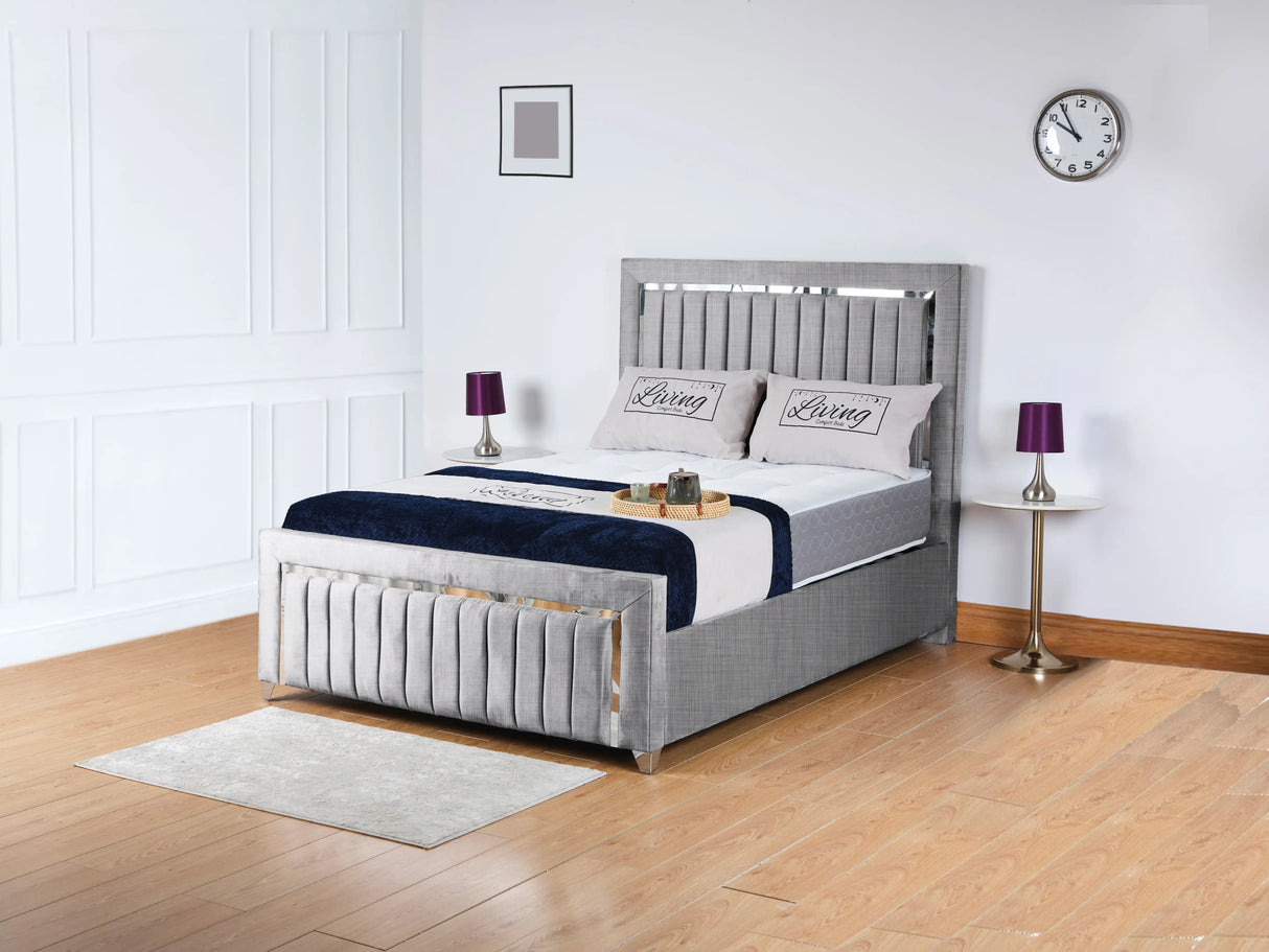 Chrome Edge Upholstered Bed