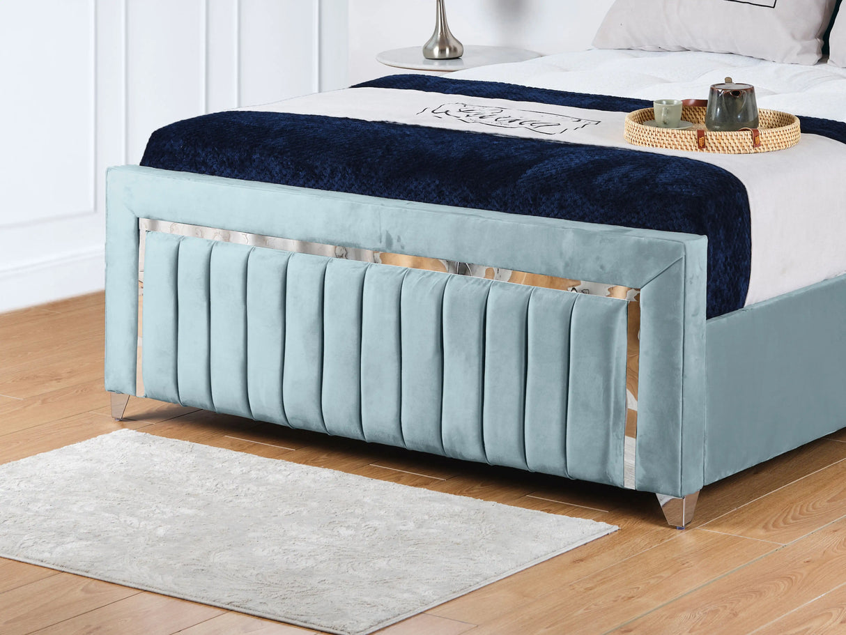 Chrome Edge Upholstered Bed