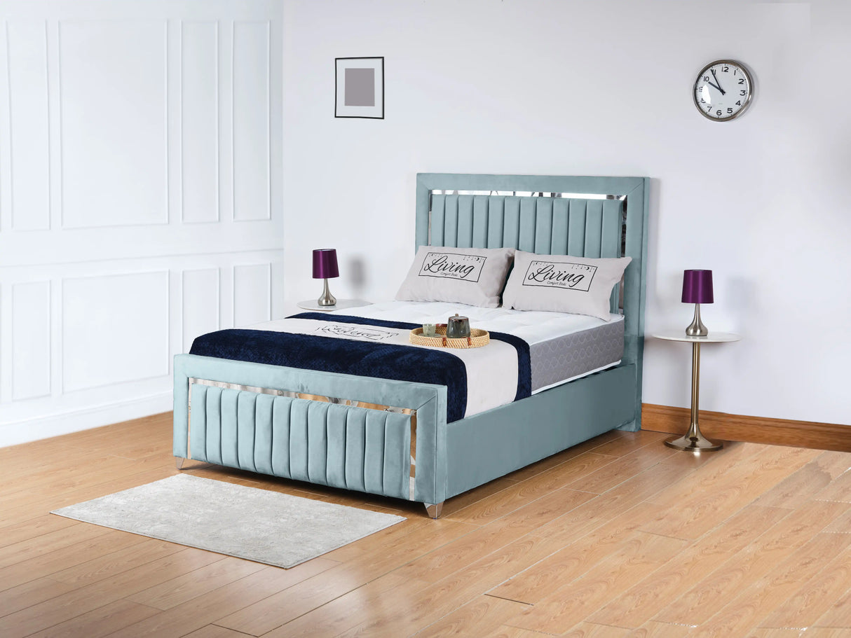 Chrome Edge Upholstered Bed