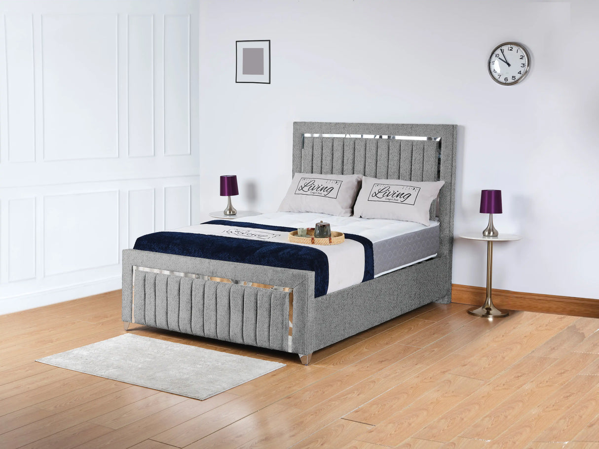 Chrome Edge Upholstered Bed