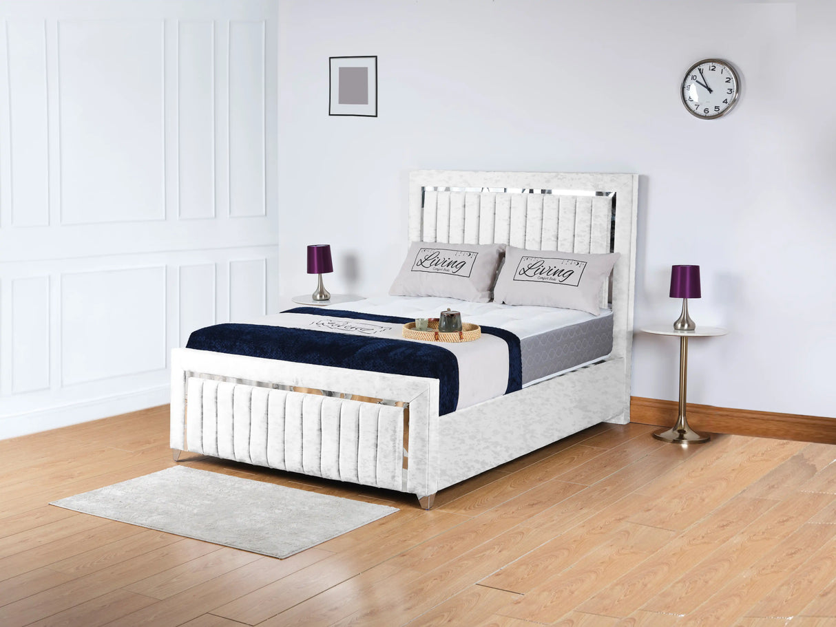 Chrome Edge Upholstered Bed