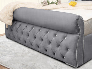 Swan Sleigh Chesterfield Upholstered Bed