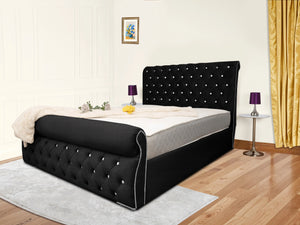 Swan Sleigh Chesterfield Upholstered Bed