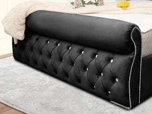 Swan Sleigh Chesterfield Upholstered Bed
