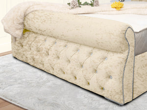 Swan Sleigh Chesterfield Upholstered Bed