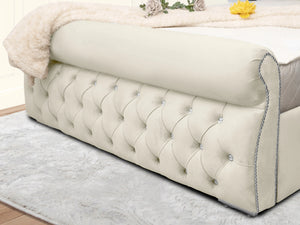Swan Sleigh Chesterfield Upholstered Bed