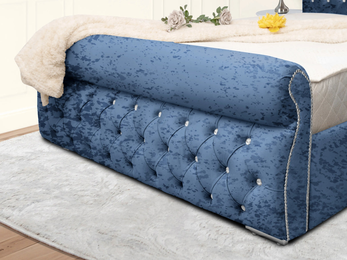 Swan Sleigh Chesterfield Upholstered Bed