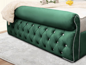 Swan Sleigh Chesterfield Upholstered Bed