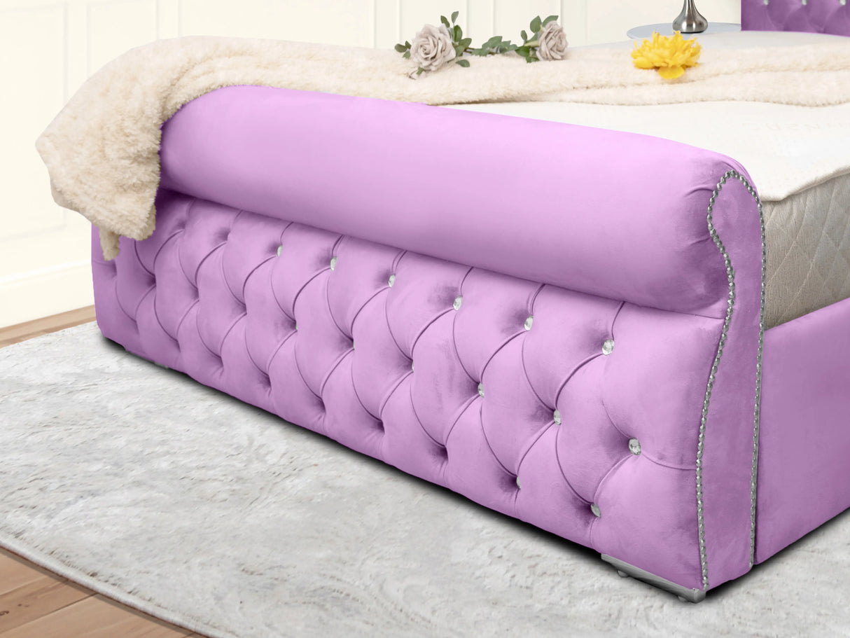 Swan Sleigh Chesterfield Upholstered Bed