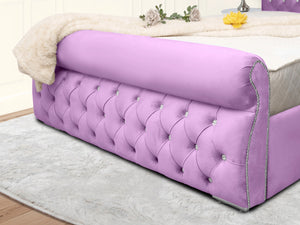 Swan Sleigh Chesterfield Upholstered Bed