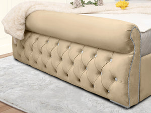 Swan Sleigh Chesterfield Upholstered Bed