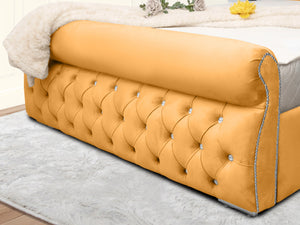 Swan Sleigh Chesterfield Upholstered Bed