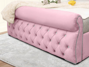Swan Sleigh Chesterfield Upholstered Bed