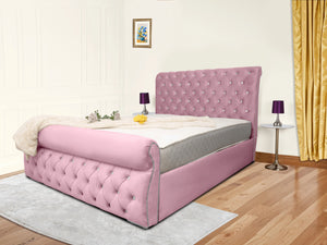 Swan Sleigh Chesterfield Upholstered Bed