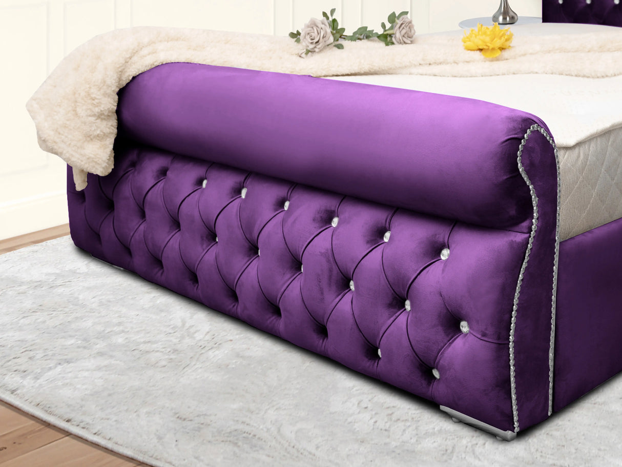 Swan Sleigh Chesterfield Upholstered Bed