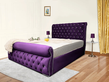 Swan Sleigh Chesterfield Upholstered Bed