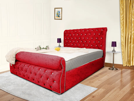 Swan Sleigh Chesterfield Upholstered Bed