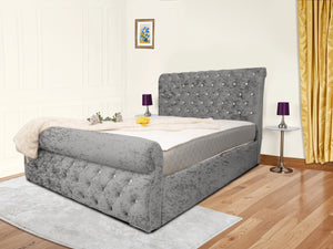 Swan Sleigh Chesterfield Upholstered Bed