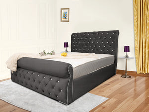 Swan Sleigh Chesterfield Upholstered Bed