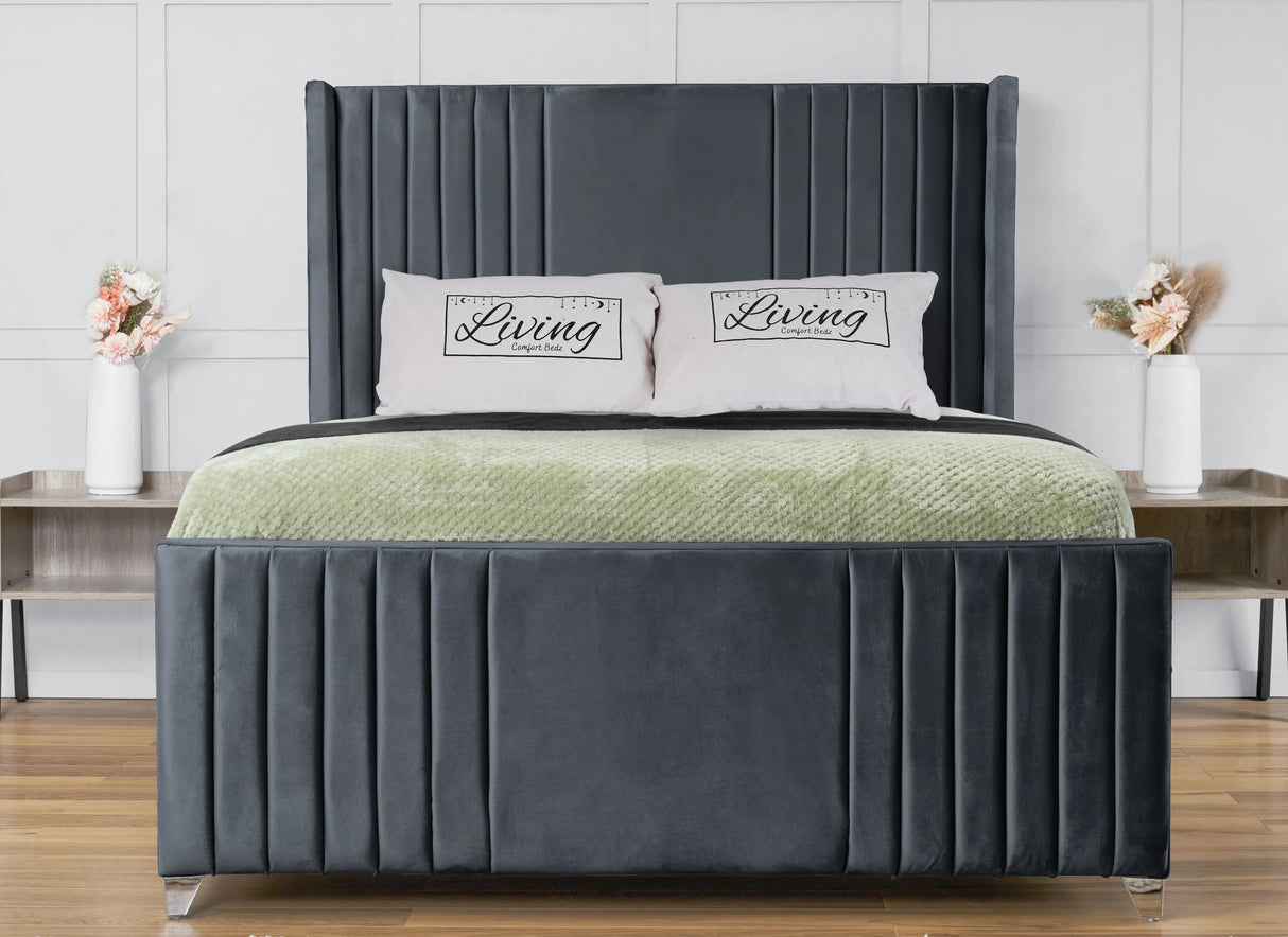 Elise lined winged Upholstered Bed