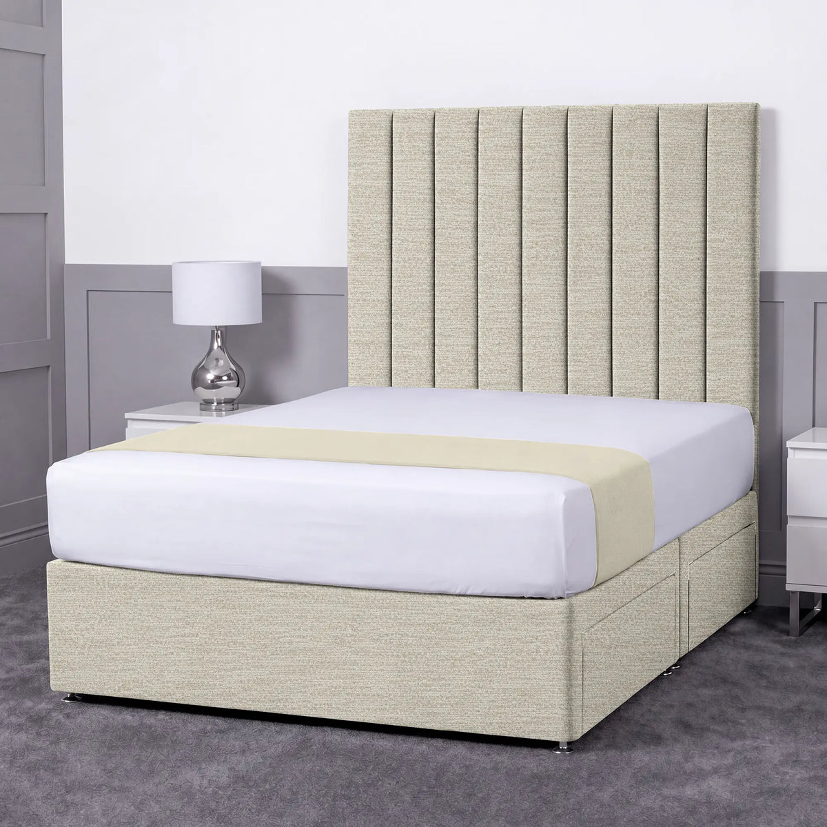 Luxury Ashford 26-inch Headboard Lined Panel Divan Bed