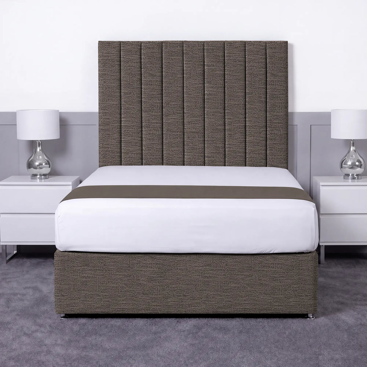 Luxury Ashford 26-inch Headboard Lined Panel Divan Bed
