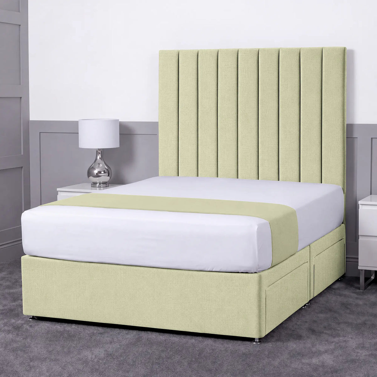 Luxury Ashford 26-inch Headboard Lined Panel Divan Bed
