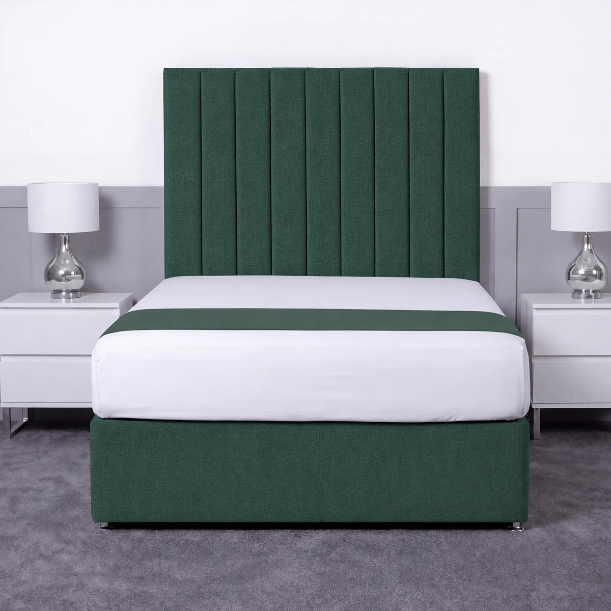 Luxury Ashford 26-inch Headboard Lined Panel Divan Bed