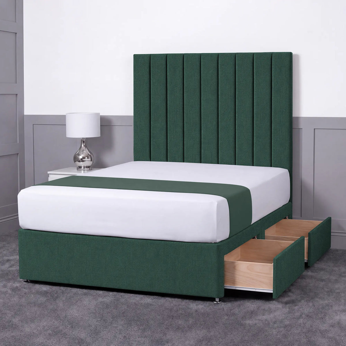Luxury Ashford 26-inch Headboard Lined Panel Divan Bed